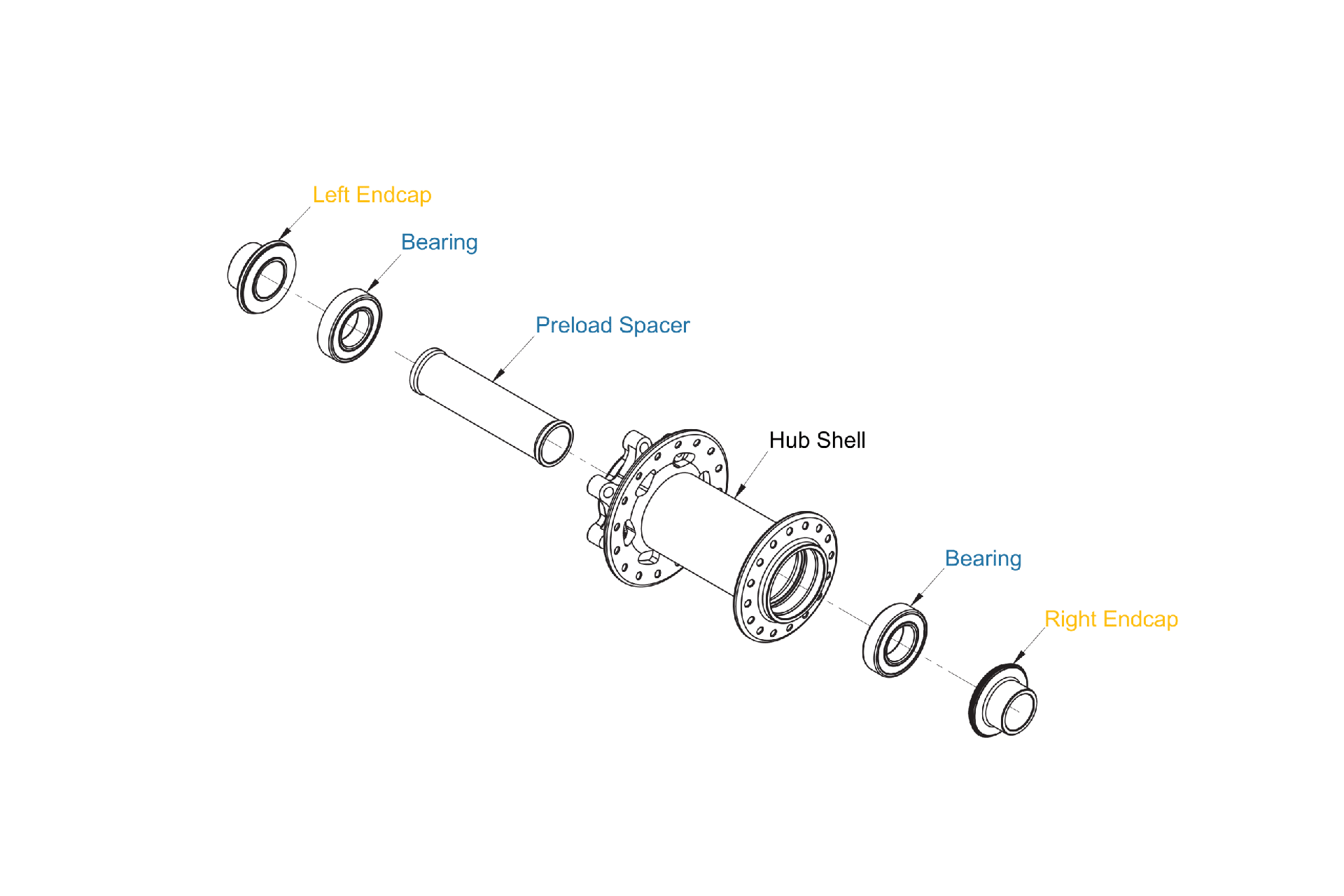 Exploded diagram: Front 6-Bolt 110x15mm