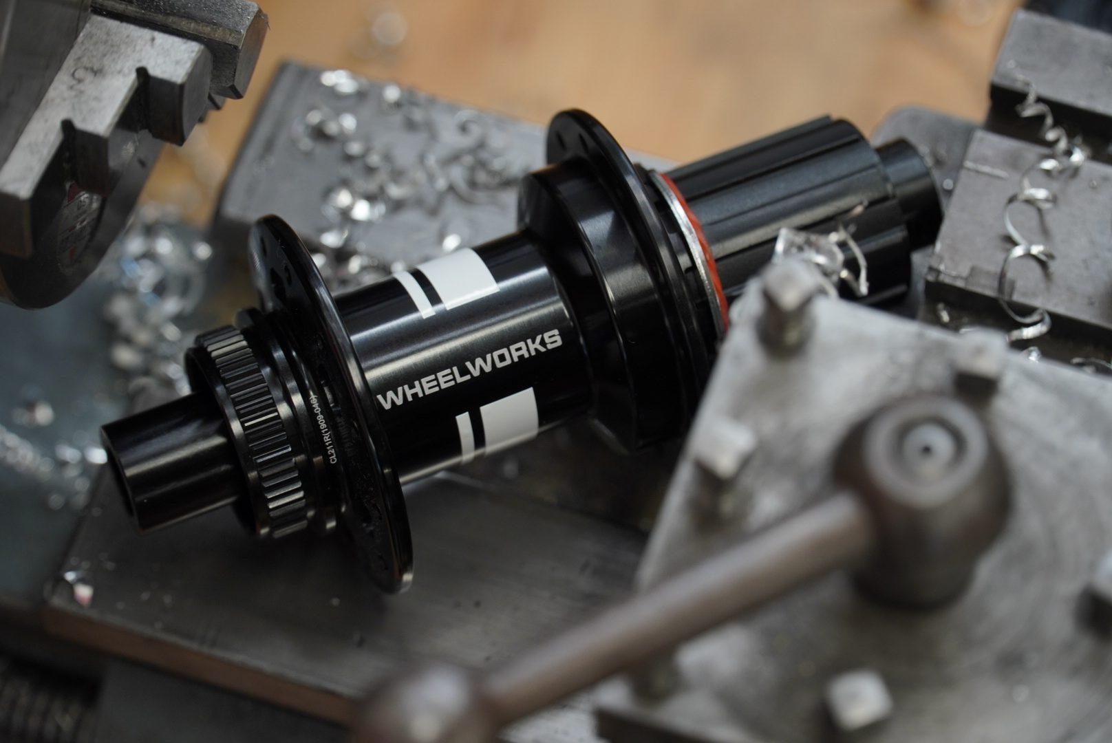 Dial rear hub, disassembled for service