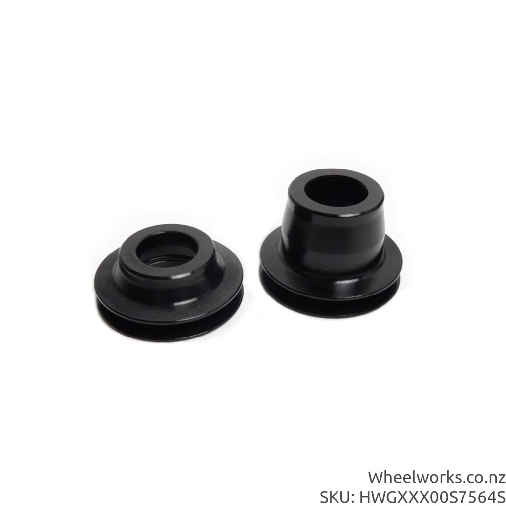 [HWGXXX00S7564S] HWGXXX00S7564S DT Swiss small part: Endcap, Front, Pair, 100x12 thru-axle, includes HWAXXX00S7564S (left) and HWAXXX00S7565S (right).  Fits hubs with 17mm axle like the 180 and some pre-built DT Swiss wheels
